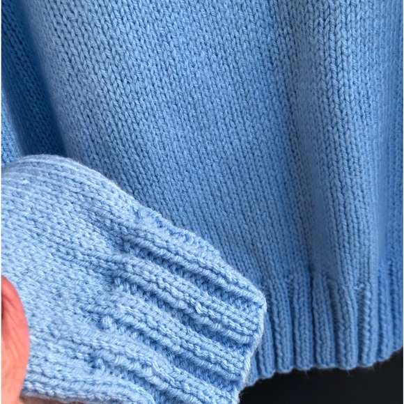 Hand Knitted Blue Turtleneck Sweater - Size L - Picture 3 of 4
